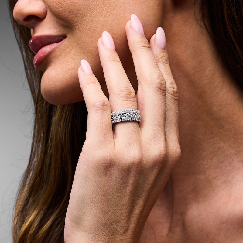 Main Image 2 of 1-1/2 CT. T.W. Lab-Grown Diamond Three-Row Anniversary Band in 10K White Gold (F/VS2)