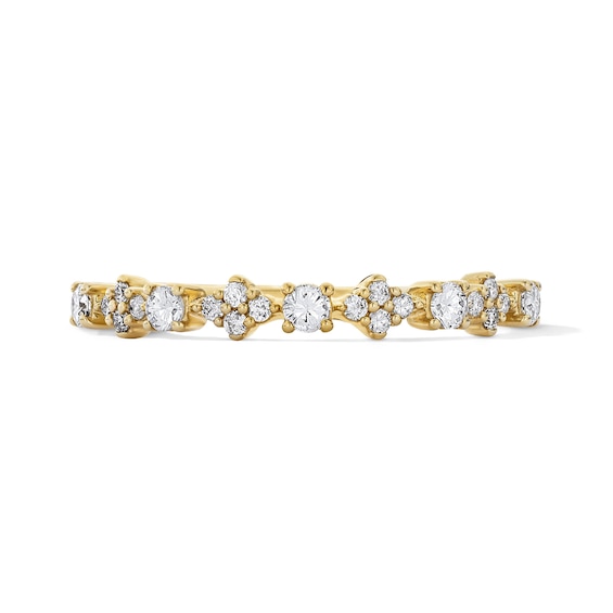 1/4 CT. T.w. Diamond Alternating Quad Stackable Band in 10K Gold