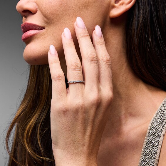 1/10 CT. T.w. Diamond Geometric Frame Stackable Band in 10K White Gold