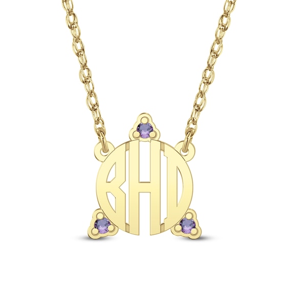 Birthstone Monogram Necklace (2-3 Initials)