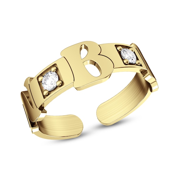 1/10 CT. T.w. Certified Lab-Grown Diamond Initial Open-Back Ring (F/Vs2) (3 Initials)