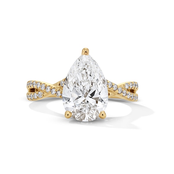 3-1/3 CT. T.w. Pear-Shaped Certified Lab-Grown Diamond Engagement Ring in 14K Gold (F/Vs2)