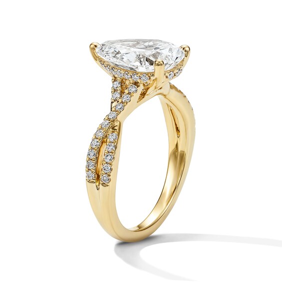 3-1/3 CT. T.w. Pear-Shaped Certified Lab-Grown Diamond Engagement Ring in 14K Gold (F/Vs2)