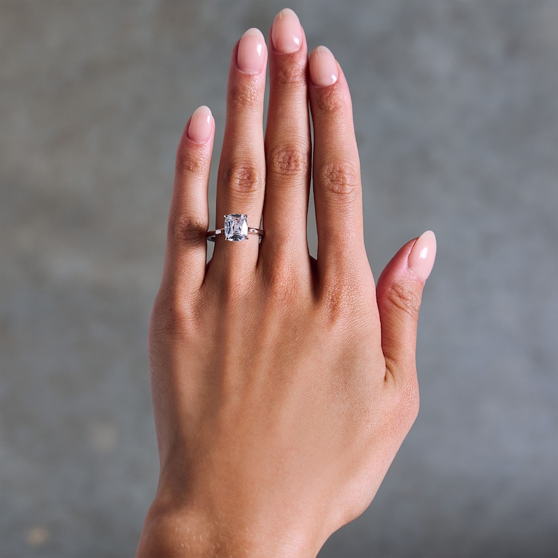 Main Image 2 of 3 CT. T.W. Cushion-Cut Certified Lab-Grown Diamond Solitaire Engagement Ring in 14K White Gold (F/VS2)