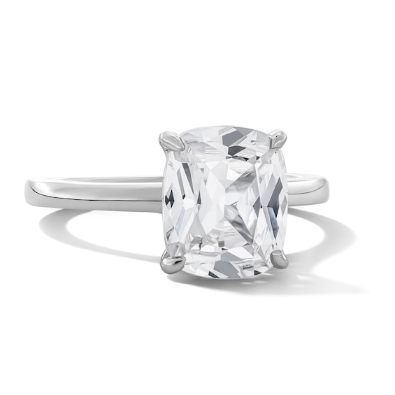 3 CT. T.w. Cushion-Cut Certified Lab-Grown Diamond Solitaire Engagement Ring in 14K White Gold (F/Vs2)