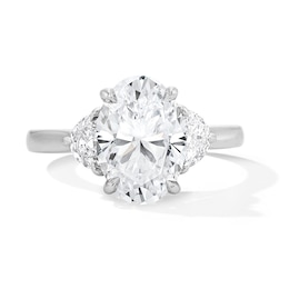 3-5/8 CT. T.W. Oval-Cut and Half-Moon Certified Lab-Grown Diamond Three-Stone Engagement Ring in 14K White Gold (F/VS2)