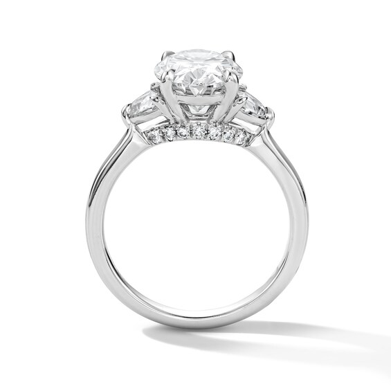 3-5/8 CT. T.w. Oval-Cut and Half-Moon Certified Lab-Grown Diamond Three-Stone Engagement Ring in 14K White Gold (F/Vs2)