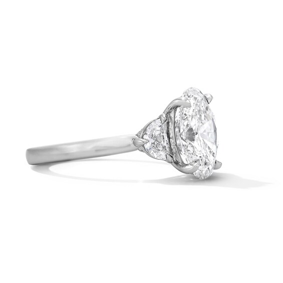 3-5/8 CT. T.w. Oval-Cut and Half-Moon Certified Lab-Grown Diamond Three-Stone Engagement Ring in 14K White Gold (F/Vs2)