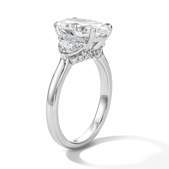 3-5/8 CT. T.w. Oval-Cut and Half-Moon Certified Lab-Grown Diamond Three-Stone Engagement Ring in 14K White Gold (F/Vs2)