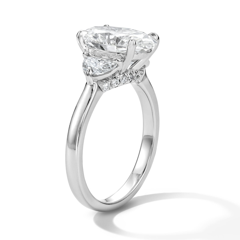 Main Image 4 of 3-5/8 CT. T.W. Oval-Cut and Half-Moon Certified Lab-Grown Diamond Three-Stone Engagement Ring in 14K White Gold (F/VS2)