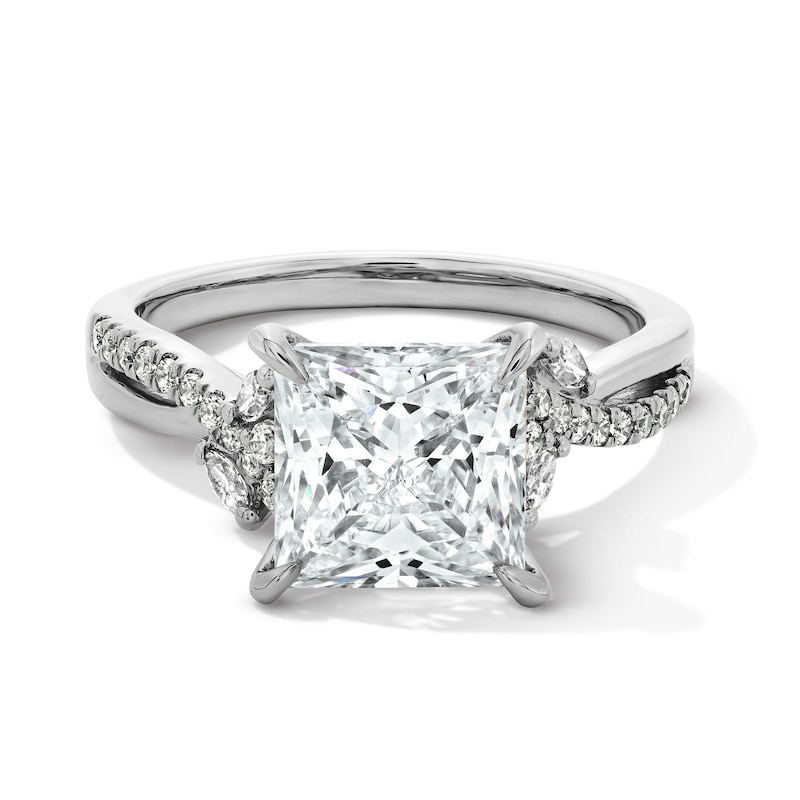 Main Image 1 of 3-1/3 CT. T.W. Princess-Cut Certified Lab-Grown Diamond Engagement Ring in 14K White Gold (F/VS2)
