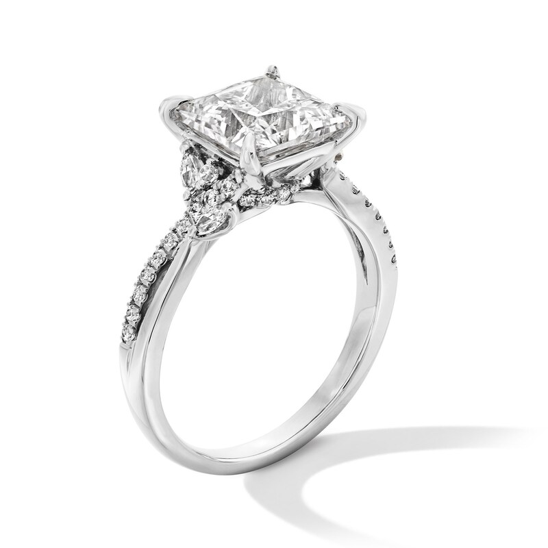 Main Image 3 of 3-1/3 CT. T.W. Princess-Cut Certified Lab-Grown Diamond Engagement Ring in 14K White Gold (F/VS2)