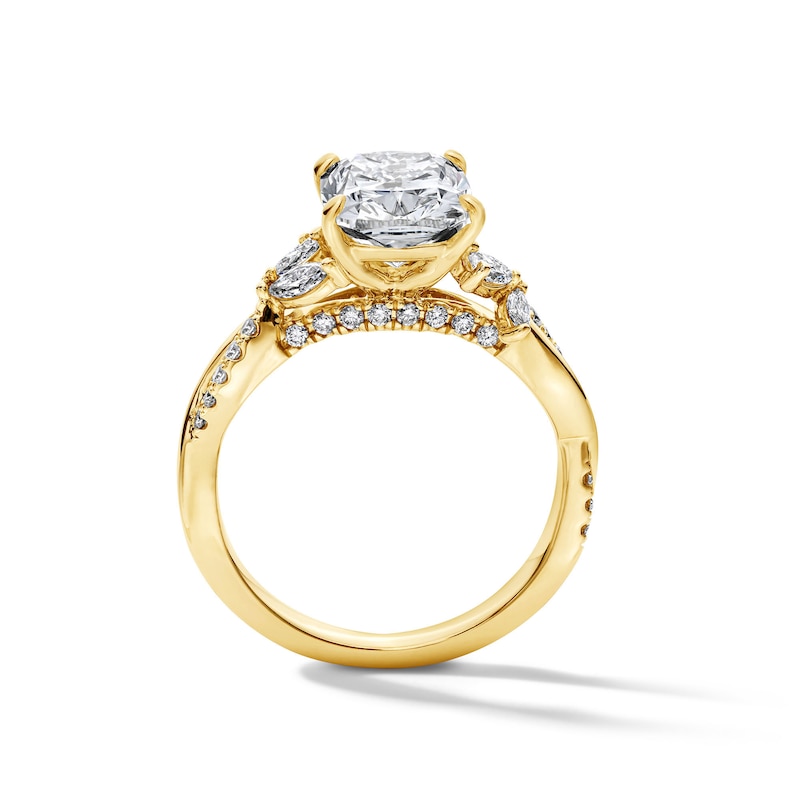 Main Image 3 of 3-1/2 CT. T.W. Cushion-Cut Certified Lab-Grown Diamond Engagement Ring in 14K Gold (F/VS2)