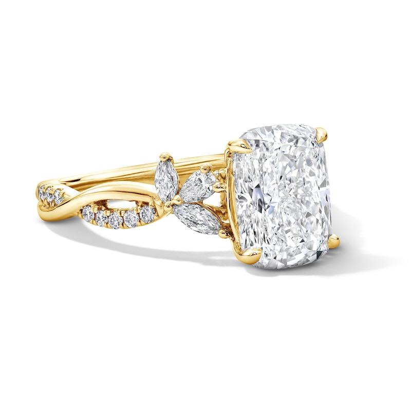 Main Image 4 of 3-1/2 CT. T.W. Cushion-Cut Certified Lab-Grown Diamond Engagement Ring in 14K Gold (F/VS2)