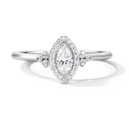 1/3 CT. T.W. Marquise-Cut Certified Lab-Grown Diamond Frame Promise Ring in 10K White Gold (F/SI2)