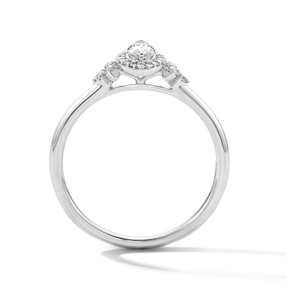 1/3 CT. T.w. Marquise-Cut Certified Lab-Grown Diamond Frame Promise Ring in 10K White Gold (F/Si2)