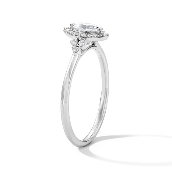 1/3 CT. T.w. Marquise-Cut Certified Lab-Grown Diamond Frame Promise Ring in 10K White Gold (F/Si2)