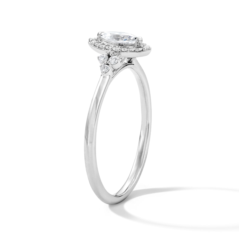 Main Image 4 of 1/3 CT. T.W. Marquise-Cut Certified Lab-Grown Diamond Frame Promise Ring in 10K White Gold (F/SI2)