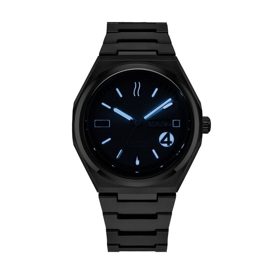 Menâs Citizen Eco-DriveÂ® Marvel The Fantastic 4 Super Titaniumâ¢ Watch with Blue Dial (Model: Aw0131-66W)