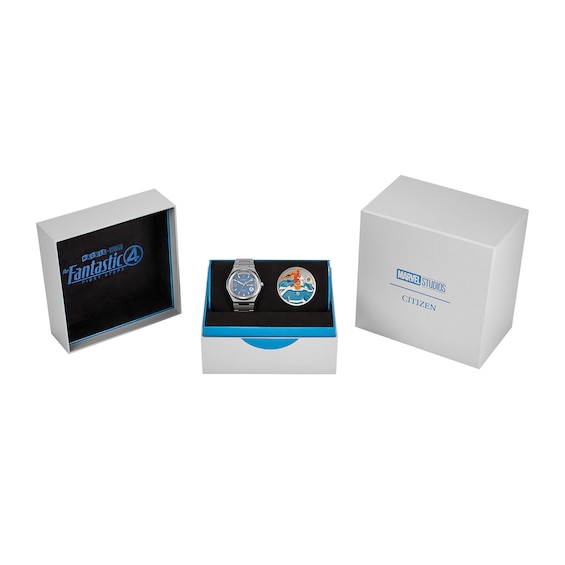 Menâs Citizen Eco-DriveÂ® Marvel The Fantastic 4 Super Titaniumâ¢ Watch with Blue Dial (Model: Aw0131-66W)
