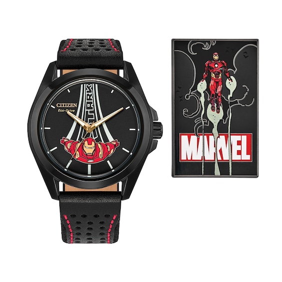 Menâs Citizen Eco-DriveÂ® Marvel Avengers Iron Man Tony Stark Watch with Black Dial (Model: Aw2095-41W)