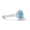 Thumbnail Image 4 of Enchanted Disney Belle Cushion-Cut Blue Topaz and 1/2 CT. T.W. Diamond Frame Ring in 14K White Gold