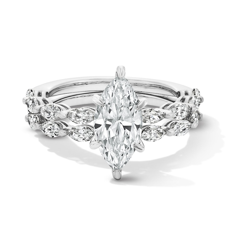 Main Image 1 of 2-1/2 CT. T.W. Marquise-Cut Certified Lab-Grown Diamond Bridal Set in 14K White Gold (F/VS2)