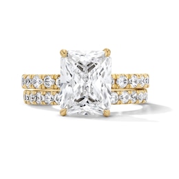 4-1/3 CT. T.W. Radiant-Cut Certified Lab-Grown Diamond Hidden Frame Bridal Set in 14K Gold (F/VS2)