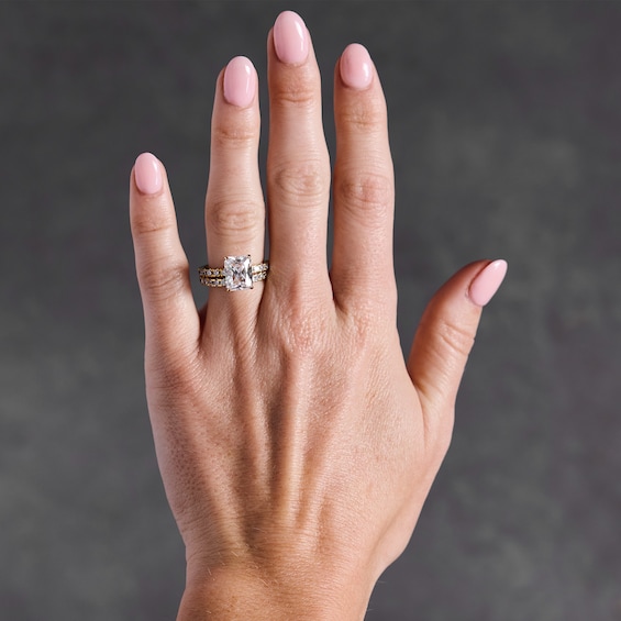 4-1/3 CT. T.w. Radiant-Cut Certified Lab-Grown Diamond Hidden Frame Bridal Set in 14K Gold (F/Vs2)