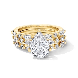 3-1/3 CT. T.W. Pear-Shaped Certified Lab-Grown Diamond Hidden Frame Bridal Set in 14K Gold (F/VS2)