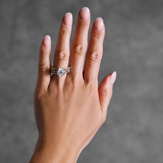 3-1/3 CT. T.w. Pear-Shaped Certified Lab-Grown Diamond Hidden Frame Bridal Set in 14K Gold (F/Vs2)