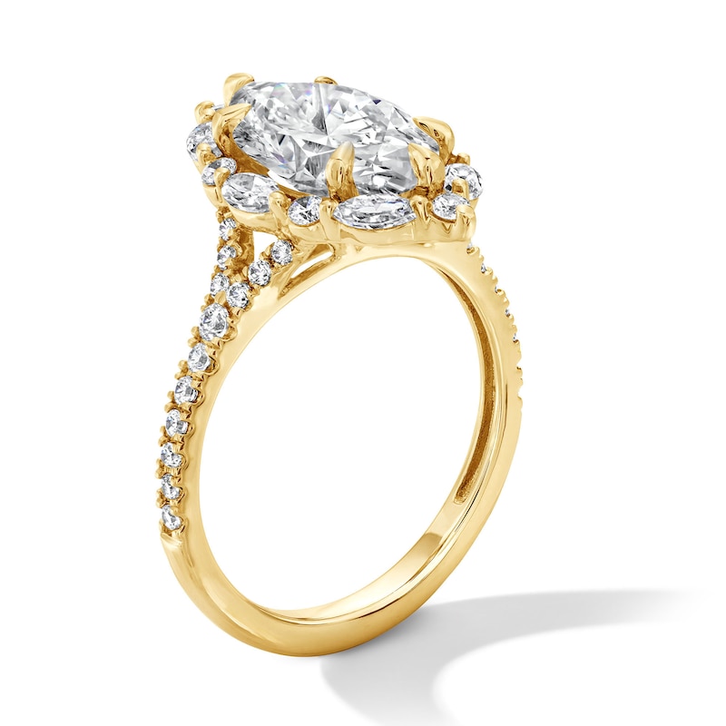 Main Image 3 of 3-3/4 CT. T.W. Marquise-Cut Certified Lab-Grown Diamond Frame Engagement Ring in 14K Gold (F/VS2)
