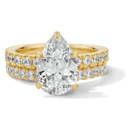 4-1/3 CT. T.W. Pear-Shaped Certified Lab-Grown Diamond Hidden Frame Bridal Set in 14K Gold (F/VS2)