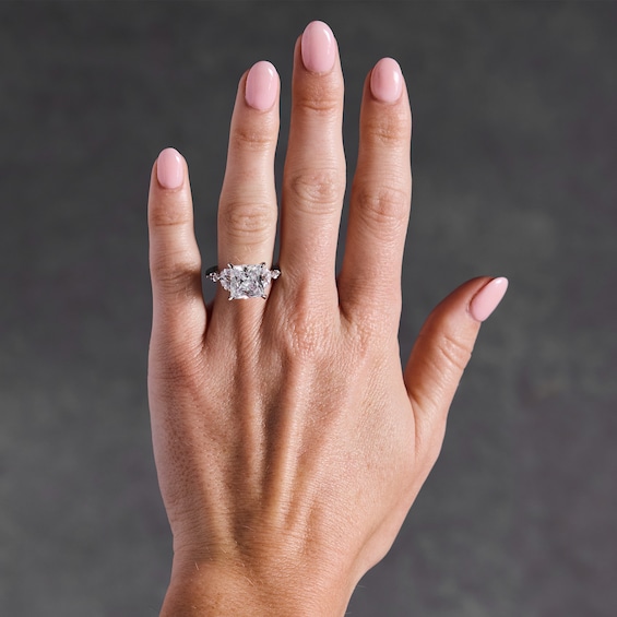 7 CT. T.w. Princess-Cut Certified Lab-Grown Diamond Hidden Frame Engagement Ring in 14K White Gold (F/Vs2)