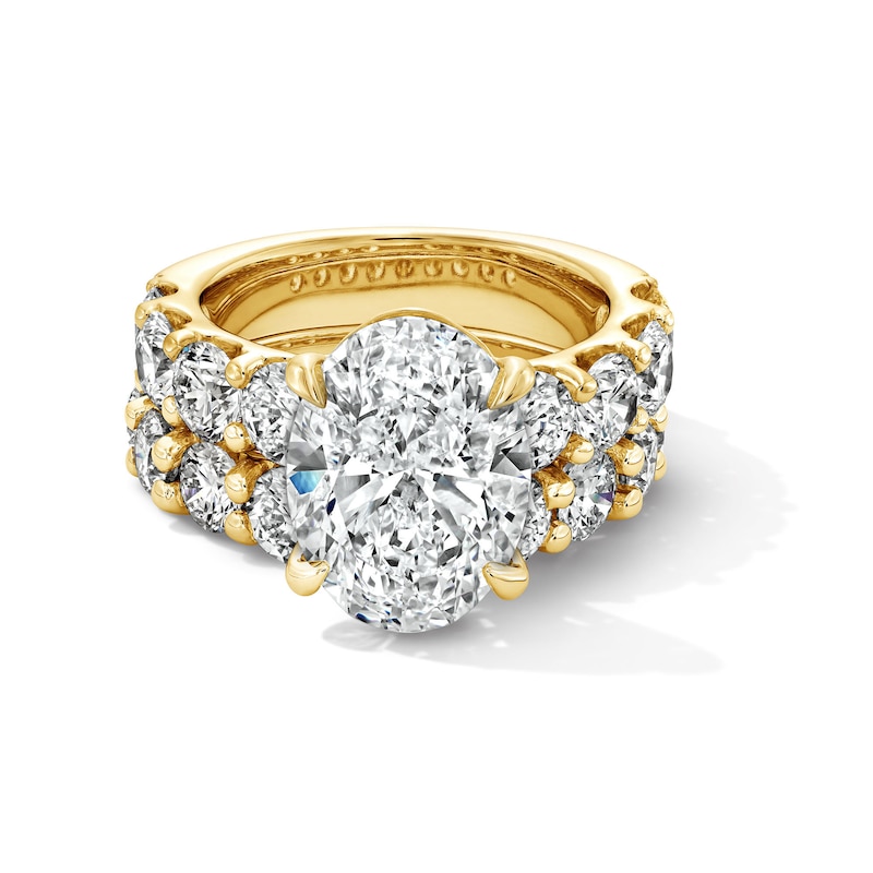 Main Image 1 of 10 CT. T.W. Oval-Cut Certified Lab-Grown Diamond Bridal Set in 14K Gold (F/VS2)