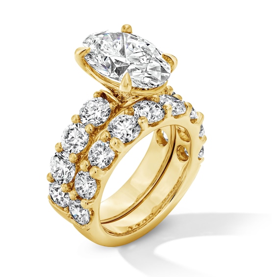 10 CT. T.w. Oval-Cut Certified Lab-Grown Diamond Bridal Set in 14K Gold (F/Vs2)