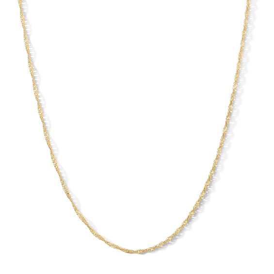 1.3mm Singapore Chain Necklace in Solid 10K Gold - 20"