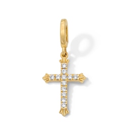 1/10 CT. T.W. Certified Lab-Grown Diamond Cross Necklace Charm in 10K Gold (F/VS2)