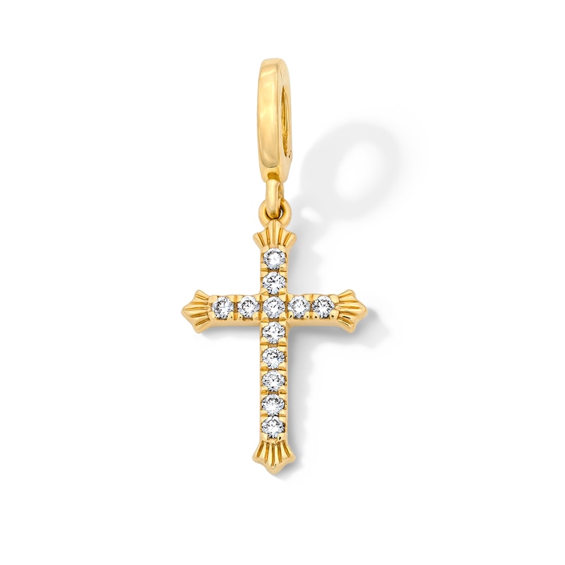 Main Image 1 of 1/10 CT. T.W. Lab-Grown Diamond Cross Necklace Charm in 10K Gold (F/VS2)