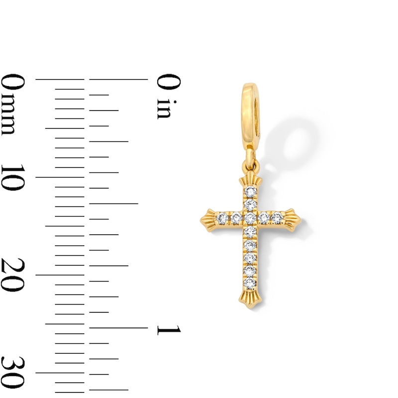 Main Image 2 of 1/10 CT. T.W. Lab-Grown Diamond Cross Necklace Charm in 10K Gold (F/VS2)