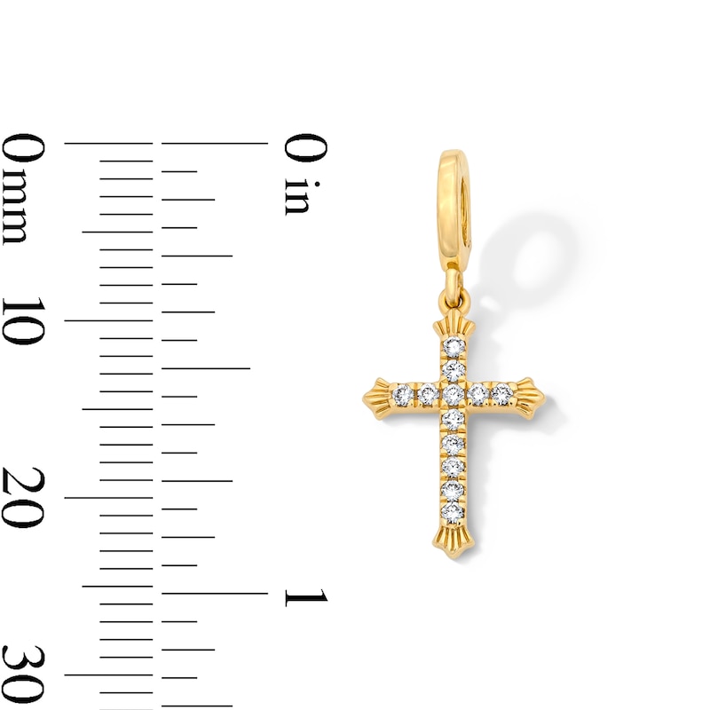 Main Image 3 of 1/10 CT. T.W. Lab-Grown Diamond Cross Necklace Charm in 10K Gold (F/VS2)