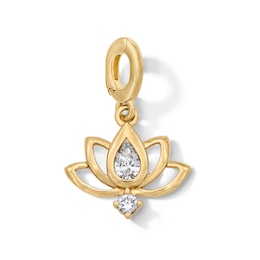 1/6 CT. T.W. Pear-Shaped Certified Lab-Grown Diamond Lotus Blossom Necklace Charm in 10K Gold (F/VS2)