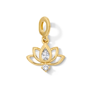 1/6 CT. T.W. Pear-Shaped Lab-Grown Diamond Lotus Blossom Necklace Charm in 10K Gold (F/VS2)