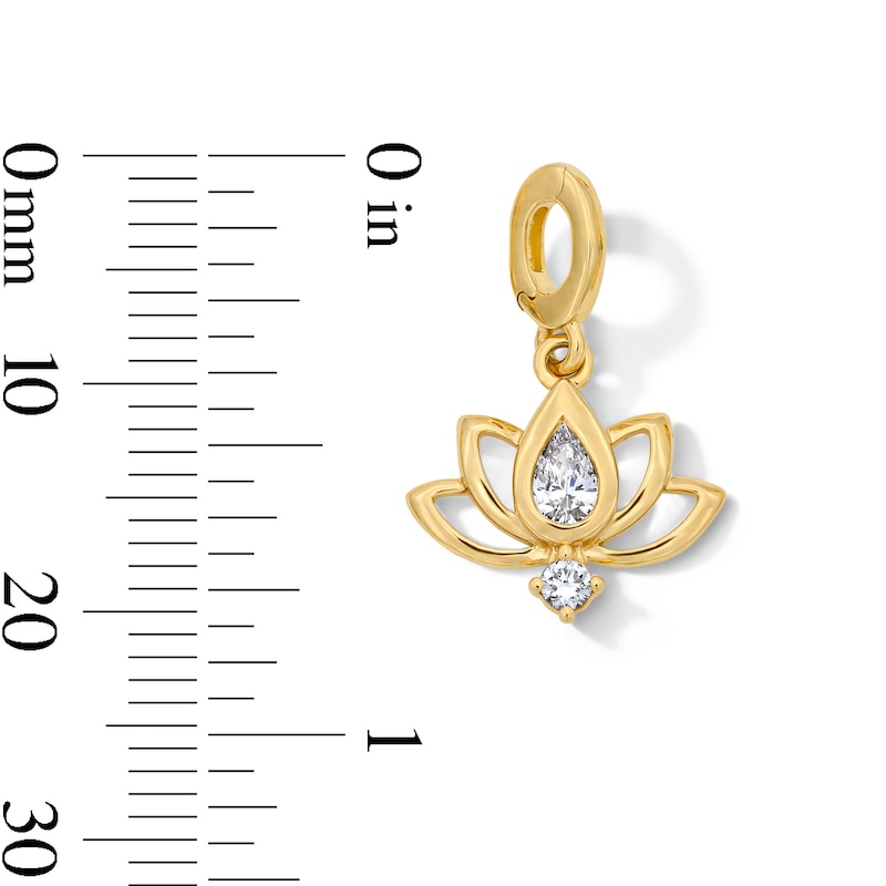 Main Image 3 of 1/6 CT. T.W. Pear-Shaped Certified Lab-Grown Diamond Lotus Blossom Necklace Charm in 10K Gold (F/VS2)