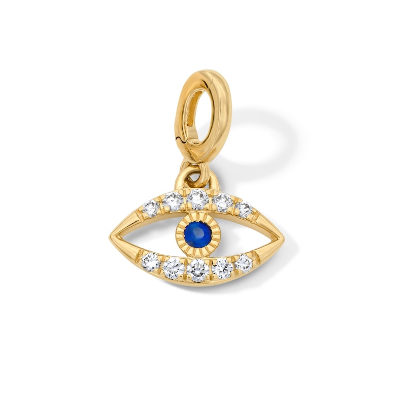Main Image 1 of 1/8 CT. T.W. Certified Lab-Grown Diamond and Blue Sapphire Evil Eye Necklace Charm in 10K Gold (F/VS2)