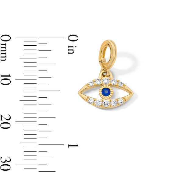 1/8 CT. T.w. Certified Lab-Grown Diamond and Blue Sapphire Evil Eye Necklace Charm in 10K Gold (F/Vs2)