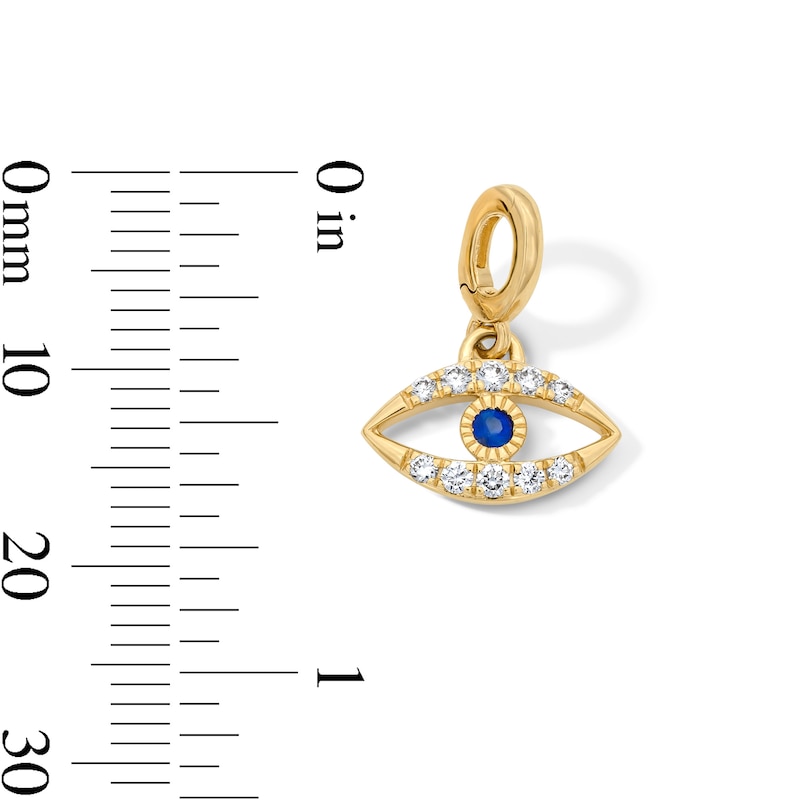 Main Image 3 of 1/8 CT. T.W. Certified Lab-Grown Diamond and Blue Sapphire Evil Eye Necklace Charm in 10K Gold (F/VS2)