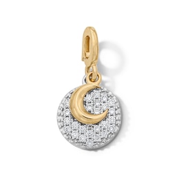 1/3 CT. T.W. Certified Lab-Grown Diamond Moon Overlay Necklace Charm in Sterling Silver and 10K Gold (F/VS2)