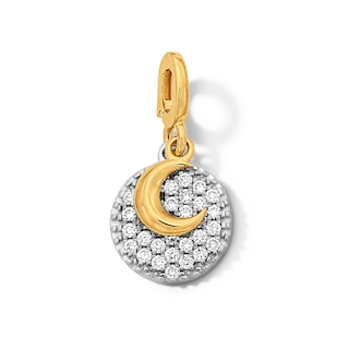 1/3 CT. T.W. Lab-Grown Diamond Moon Overlay Necklace Charm in Sterling Silver and 10K Gold (F/VS2)