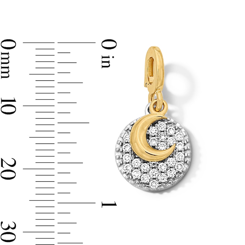 Main Image 3 of 1/3 CT. T.W. Lab-Grown Diamond Moon Overlay Necklace Charm in Sterling Silver and 10K Gold (F/VS2)